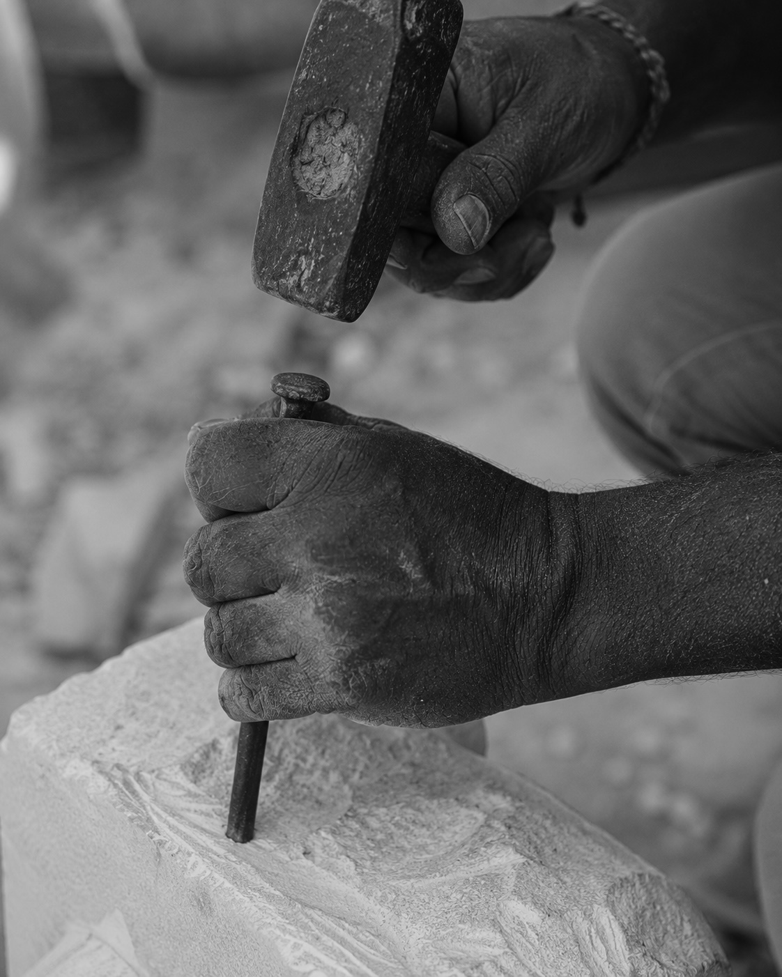 Hand craftsmanship in marble